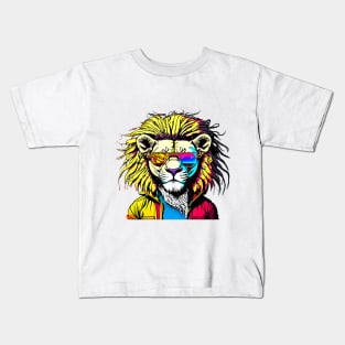 Roaring Style: A Lion's Selfie in the Concrete Jungle Kids T-Shirt